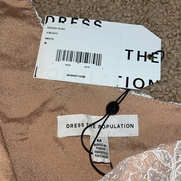 Dress The Population Genevieve Lace Maxi Gown One Shoulder Bow White Medium - Picture 12 of 14